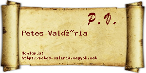 Petes Valéria névjegykártya