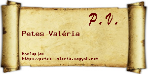 Petes Valéria névjegykártya